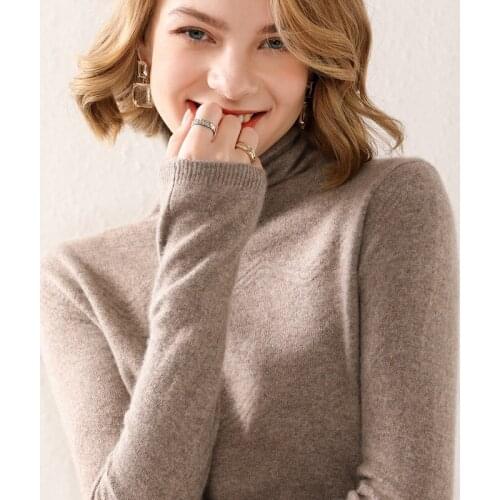 2021 new ladies sweater 100% pure wool knitted pullover turtleneck sweater womens warm sweater loose large size womens top