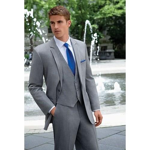 New Arrival 3Pieces Notch Lapel Light Gray Latest Style Fashion Terno Masculino Custume Homme High Quality Wedding Men Suits