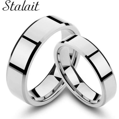 Size 5-14 Titanium Steel Color Anti-allergy 6/8mm Bright Couple Wedding Ring For Woman Man Classic Fashion Engagement Jewelry