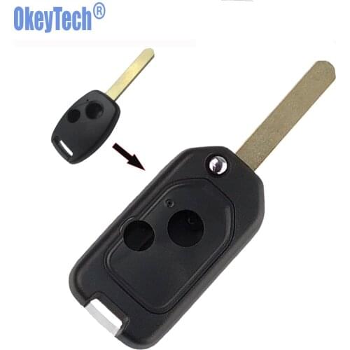 OkeyTech for Honda Civic CRV Fit Jazz City Spoiler Accord Odyssey Modified Flip Folding Car Key Shell HON66 Blade Accessories