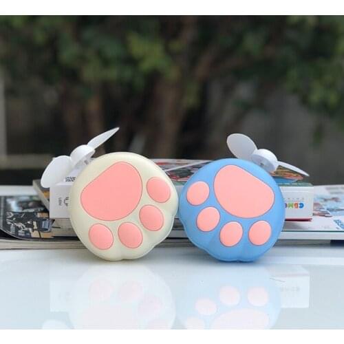 Cute Cat Paw Shaped Portable Handheld Mini Air Cooler Fan USB Rechargeable Small Personal Cooling Tools for Home Office