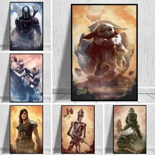 Disney Posters Star Wars Mandalorian Characters and Prints Portrait of Canvas Painting Wall Art Picture Living Room Home Decor