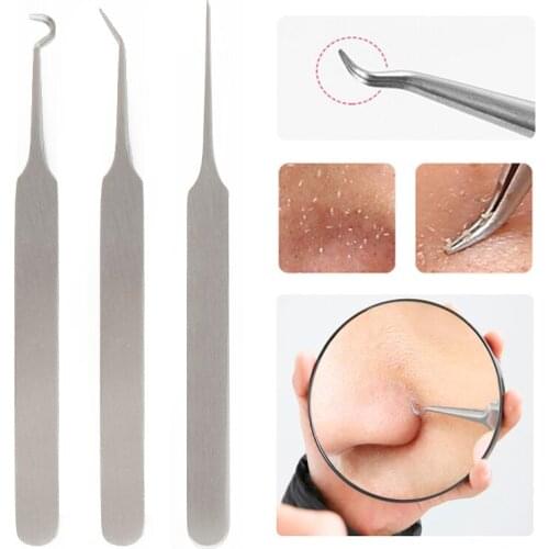 Profession Stainless Steel Blackhead Remover Tweezers Home Needles Acne Pimple Blemish Treatments Face Skin Care Beauty Tools