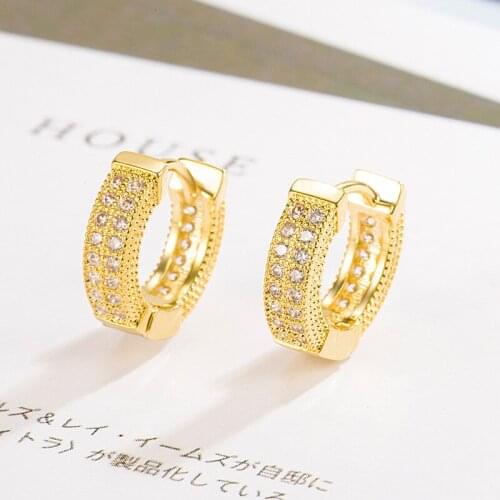 Simple Stylish Round Hoop Earrings for Women Yellow Gold Color Dazzling Elegant Female Earrings Fashion Fine Jewelry Luxury Gift