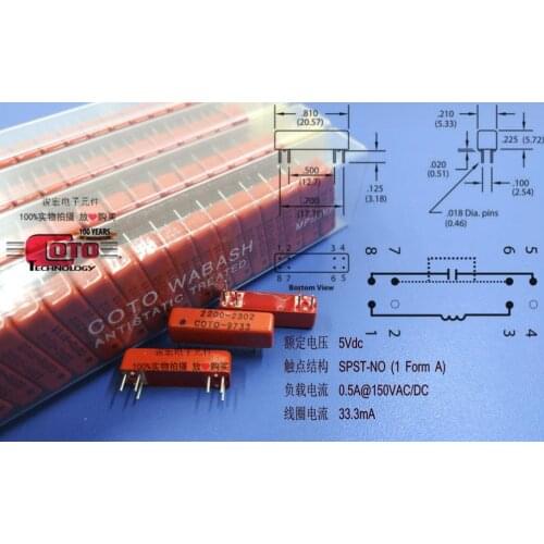 Original new 100% 2200-2302 RF dry spring relay 1A usually opens 5V magnet induction pressure resistance 1.5KV