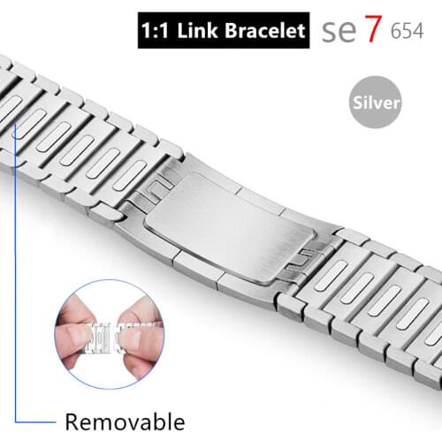 1:1 band for Apple watch Link bracelet 44mm 40mm 42mm 38mm stainless steel metal watchband bracelet iwath 3 4 5 SE 6 Strap gen.6