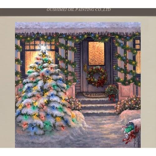Hand painted Canvas Painting Christmas Tree For Christmas Decoration Pictures on Canvas Oil Painting Unframed Canvas Art Wal