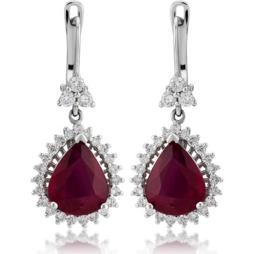 Symbol Gold 6.68 Carat Diamond Ruby Earring Piece Jewelry Rope Chain Charm Earring Jacket Bead Figure For Women