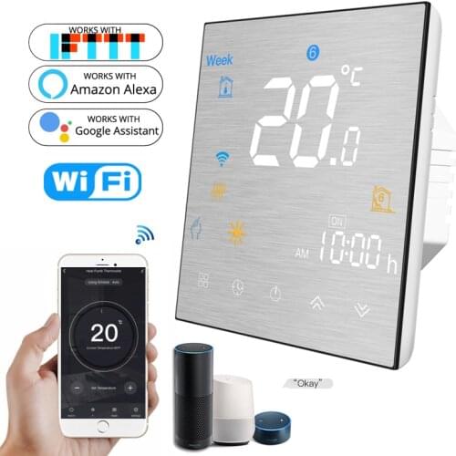 WiFi Smart Thermostat Temperature Controller Water/Electric floor Heating Water/Gas Boiler Touch Glass via Alexa Google Home