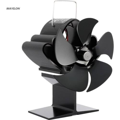 5 Blade Mini Black Stove Fan Effecient Fireplace Fan Powered Log Wood Burner Ecofan Quiet Fan Home Heat Distribution