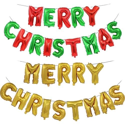 Merry christmas balloon christmas atmosphere party decoration balloon red green merry christmas letter aluminum film balloon set