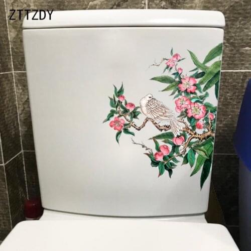 ZTTZDY 18.8*25CM Chinese Style Ink Painting Living Room Wall Sticker Toilet Seat Decor Decal T2-0374
