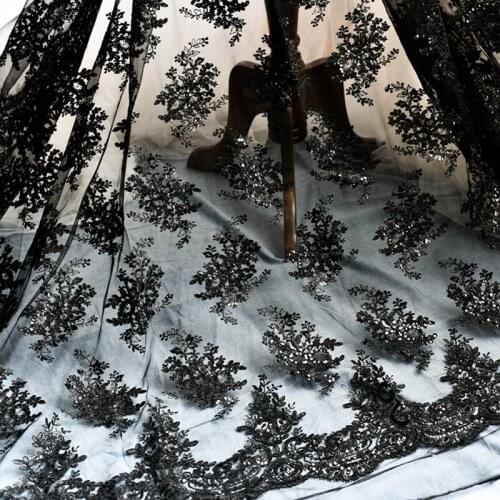 1Meter High Quality Ivory White Black Lace Fabric Lace Applique Diy Craft Wedding Dress Clothing Material 130cm