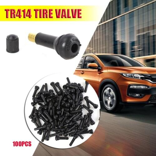 100pcs Rubber TR-414 Valve Stems Snap In TR414 Tubeless Tire Valves with Caps for Outdoor Personal Car Parts Decoration