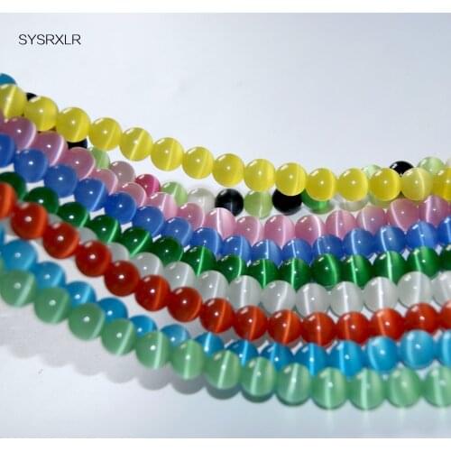 4 6 8 10 12 MM Many Colors Cats Eye Opal Cymophane Stones Round Spacer Loose Beads For Necklace Bracelet Charms Jewelry Making