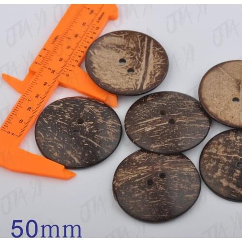 40pcs/lot 50mm 2 inch Big natural coconut buttons 2-hole round sewing dark brown buttons free shipping COCO-001