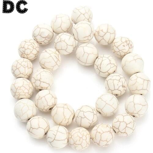 40cm/strand 4 6 8 10 12mm Natural Stone White Howlite Bulk Beads for Necklace Bracelet DIY Jewelry Findings Components