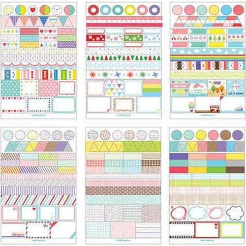 6 Sheet Rainbow Market PVC Transparent Sticker Office Stationery Tag Directory For Planner Book Journals Scrapbooks Calendars