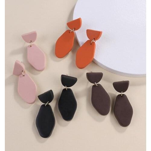 AENSOA Unique 2021 Polymer Clay Earrings Korea Geometric Drop Earrings for Women Pendant Dangle Earrings Simple Jewelry