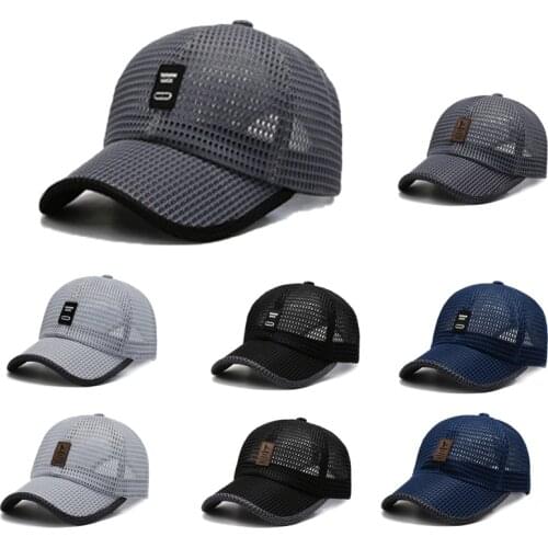 Mens Summer Sports Adjustable Sunhat Outdoor Quick-drying Fabric Baseball Cap Mesh Breathable Solid Color Cap for Adult