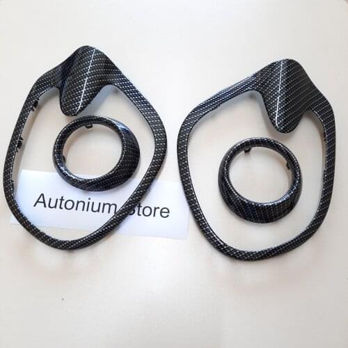 1 Set 4 Pieces Custom Carbon Look Console Side Air Grill Frame & Speaker Frame for Renault 2012-2019 Clio 4 - Lutecia