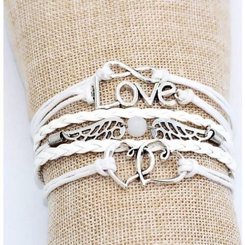 Angel wings supply spot prepare hot style restoring ancient ways Double heart love woven bracelets sell like hot cakes
