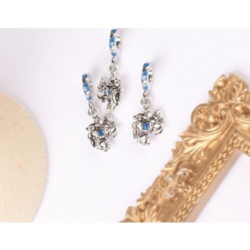 5PCS Wholesale Couple Beads Mouse Horse Riding Charms Animal Pendants Fit Original Bracelet Necklaces Women DIY Jewelry Making