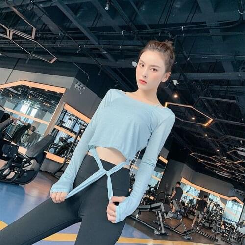 Quick-Drying T-Shirt Women Thin Long-Sleeved Beauty Back Yoga Clothes Top Split Loose Solid Fitness Professional Sports Blouses