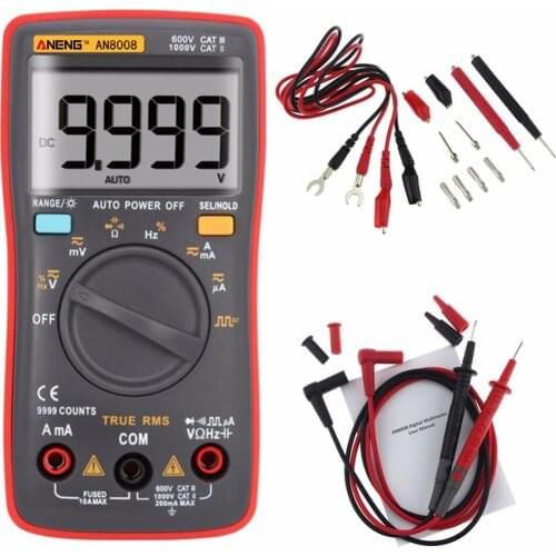 True-RMS Digital Multimeter 9999 Counts Square Wave Voltage Ammeter Resistance Capacitance Diode and Continuity Testing