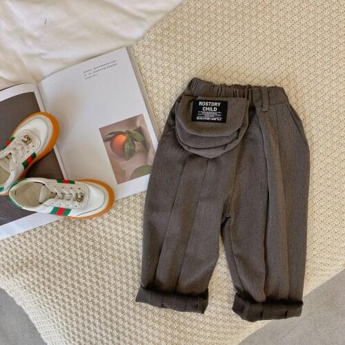 Kids Trousers Spring New Baby Boys Casual Loose Pants Korean Solid Bag Cotton High Quality Pants For Boy 2021 New Children Pants