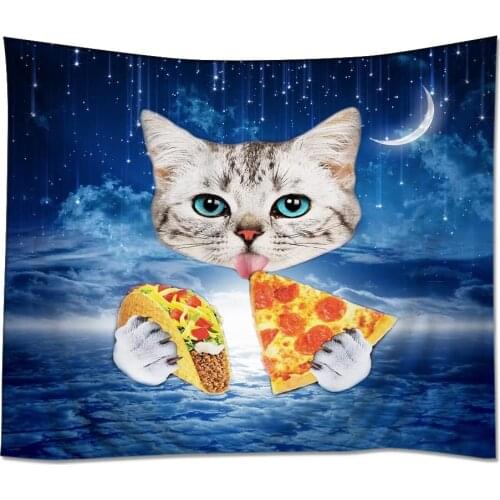 Home Decorations Art Wall Hanging Hippie Tapestries Beautiful Sky Pizza Cats