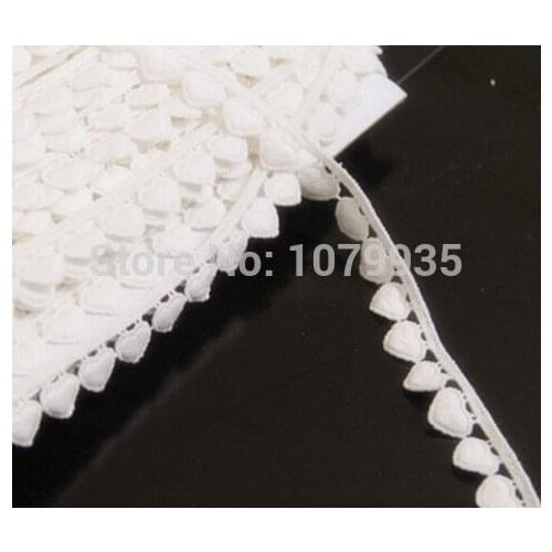 FREE SHIPPING 14yards 1cm width cute heart water soluble cotton lace ribbon DIY accessories wrap embroidery torchon lace trim