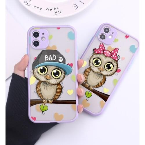 Lovely Cute Owl Camera Protection Bumper Phone Cases For iPhone 11 Pro Max XR XS Max X 8 7 6S Plus Matte Shockproof Back Cover