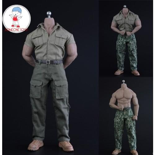 1/6 Scale Male Military Clothes Shirt Straight Loose Trousers Combat Boots for TBLeague M34 M35 Action Figure Clothing Accessory