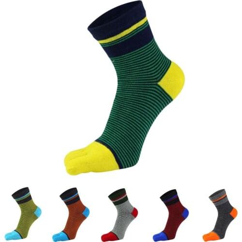 Mans Socks With Toes Cotton Five Finger Socks Striped Short Solid Funny Weed Socks Men Business Sox gifts for Men