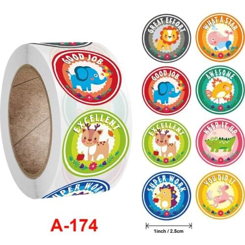 500pcs Teacher Reward Stickers for Kids Children Kindergarten School Encouragement Students Games Toy Animals Stationery Labels