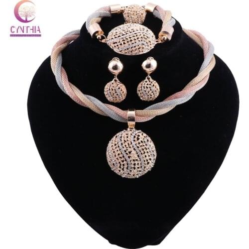 Nigerian Wedding African Beads Jewelry Set Crystal Bridal Jewelry Sets Party Women Wedding Necklace Set