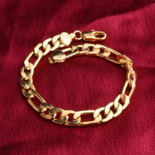 New 18K gold 925 sterling Silver Bracelets for Women men classic 8MM geometry Chain Fashion Party Christmas Gifts fine Jewelry