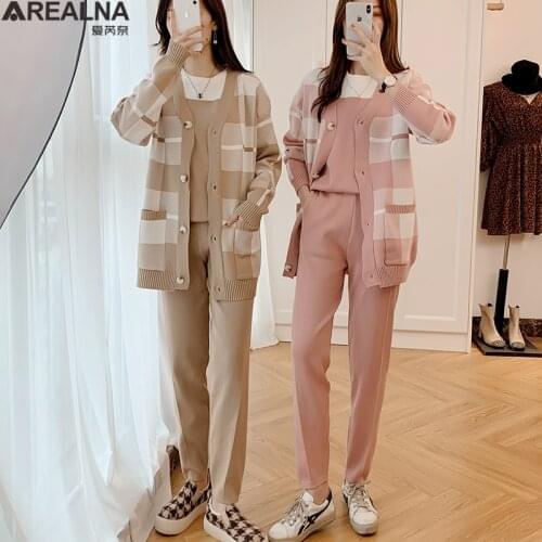 2021 autumn Tracksuits 3 Pics Knitted Set Short Sleeves +Coat+ Womens Joggers Sweatpants Sweater Cashmere Coat Tracksuit Sport