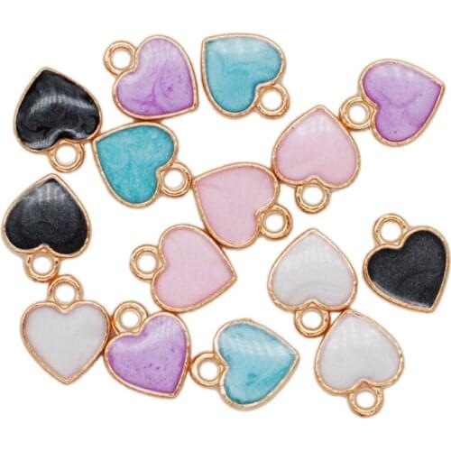 20pcs/Lot 10X12mm Enamel Hearts Charms For Jewelry Making KC Gold Metal Pendants Accessories Diy Jewelry Materials
