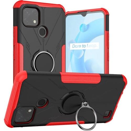 Military Grade Shockproof Case for Realme X7 8 C20 C21 Magnetic Metal Finger Ring Holder Cover for TECNO Spark 7