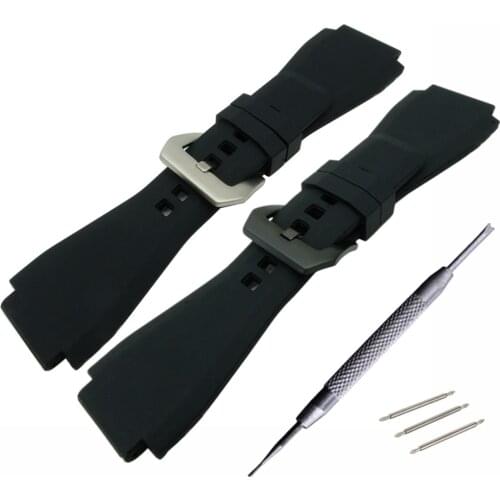 For Bell 33 x 24mm Silicone Rubber Watch Strap/Band For Ross BR-01 BR-03 PVD Clasp Black Coffee Gray