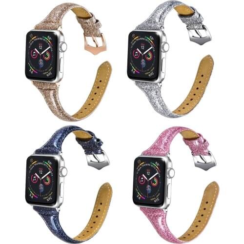 Genuine Leather for Apple Watch Slim Bands 38MM 40mm 42MM 44mm for iWatch Womens Strap Classic Wristband Series 6 5 4 3 2