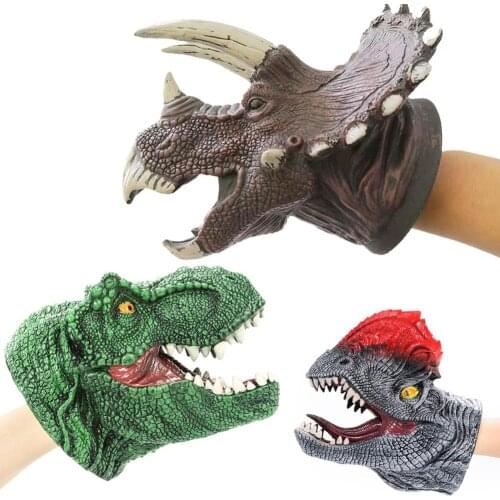 Funny Tyrannosaurus Simulation Soft Rubber Gloves Dinosaur Hand Puppet Model Toy