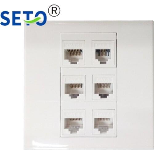 SeTo 86 Type Five RJ45 Cat6 Network & Single RJ11 Cat3 Telephone Panel Wall Plate Socket Keystone Faceplate