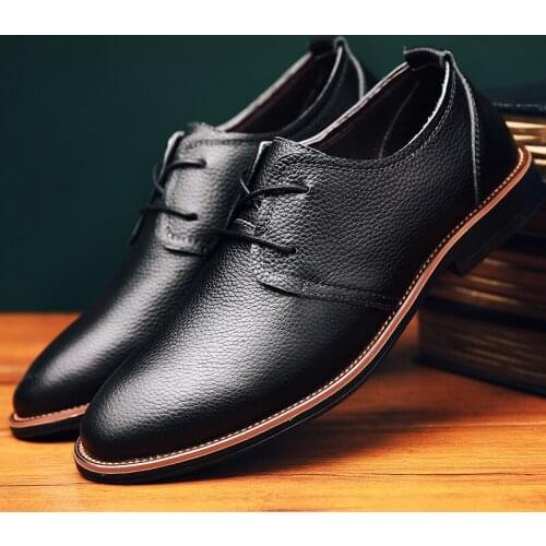 Spring and autumn mens British style business shoes leather luxury dress shoes formal shoes flat work shoes zapatos hombre38-44