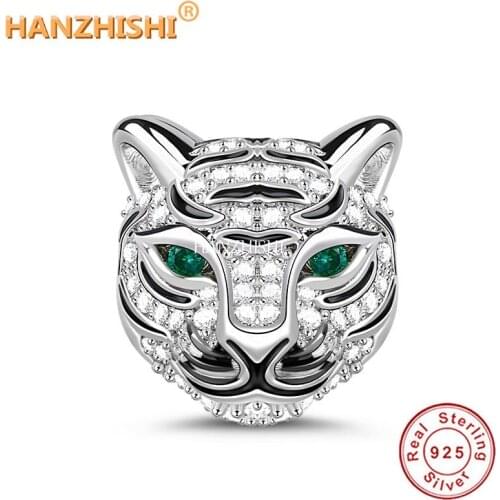 925 Sterling Silver Animal Tiger Beads Pendant Charms Fit Original Charm Bracelet Neckalce For Jewelry Making Berloque 2021