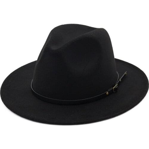 2021 New Top Hat Winter Autumn Imitation Woolen Women Men Ladies Fedoras Top Jazz Hat European American Round Caps Bowler Hats