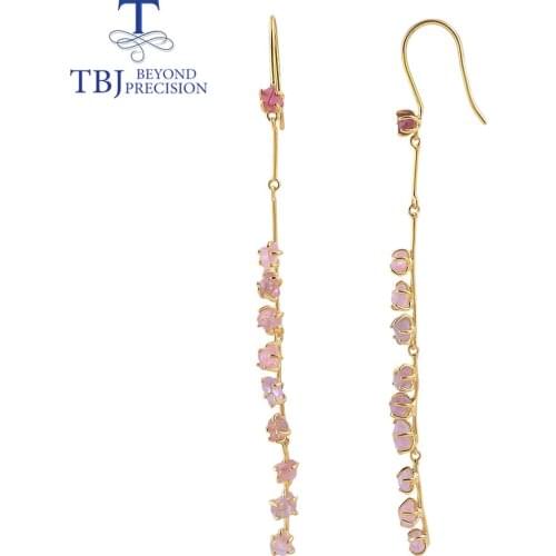 Super long 11cm romantic handmade earring with natural colorful spinel rough ethiopia opal rough 925 sterling silver for girls