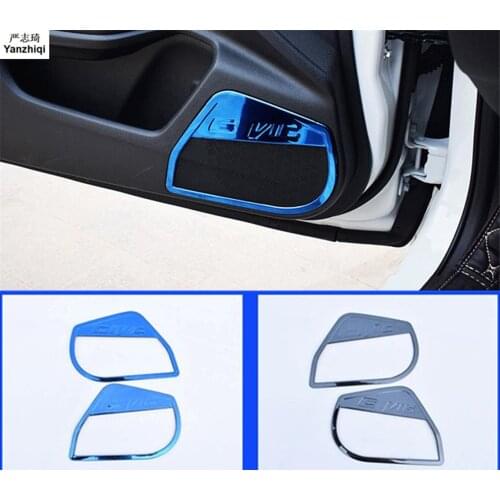 Stainless steel Car door Inside Audio Speak Sound Cover Ring circle trim parts 2pcs For Honda Civic 10th Sedan 2016 2017 2018